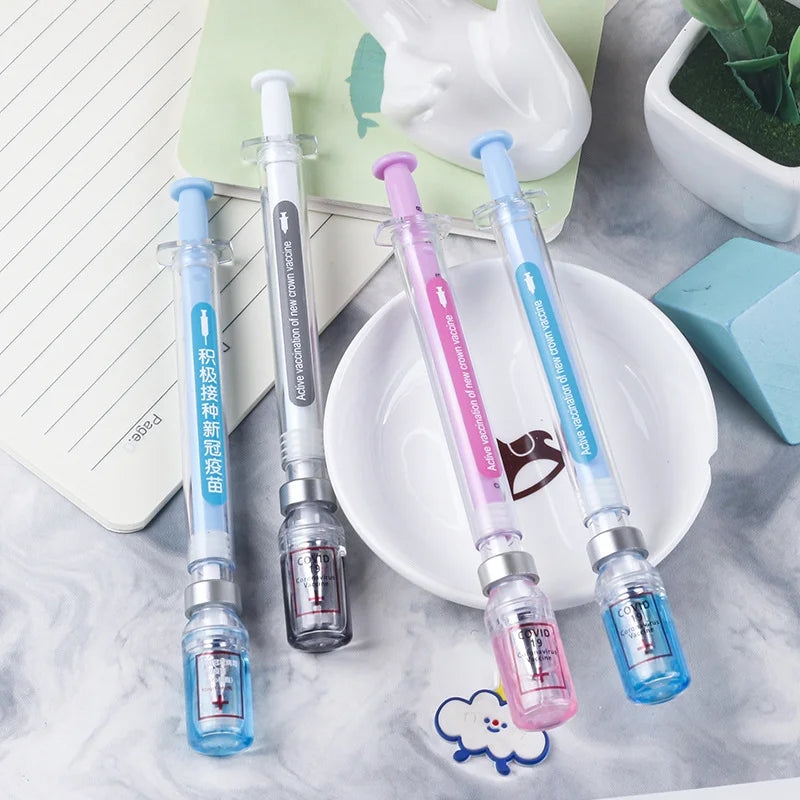 6Pcs Novelty Syringe Peculiar Shape Cute Stationery School Office Stationery Gel Pen