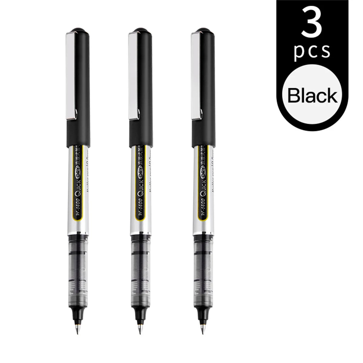 WQN-3/6/12  Roller Ink Pen 0.5mm Quick-Drying Liquid Ink Stick With a Round Blue-Red Black Gel Pen For Writing Notes For Adults