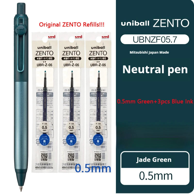 Uni-ball ZENTO Aluminum Grip Metal Pen,0.38/0.5mm Smooth Writing With Original Refills For Academic Exams&Professional Signing