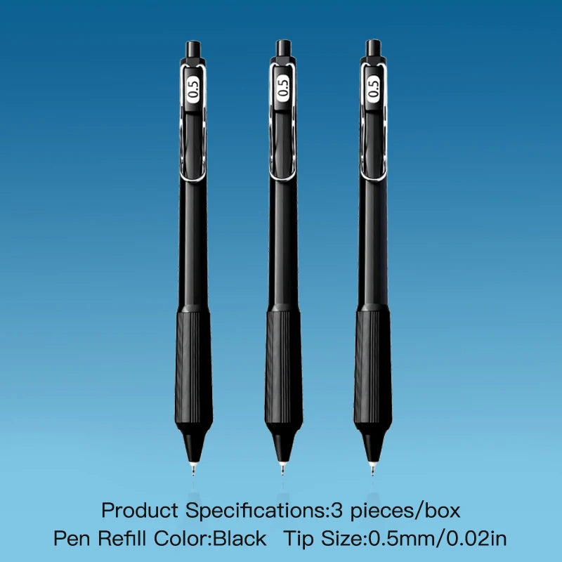 3pcs Low Center of Gravity Click Gel Pen - Black Warrior Pro Writing Tool, Smooth Durable Exam Stationery, Office Study Set