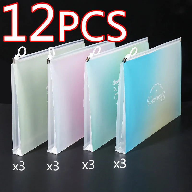4/12pcs A4 Cute Sakura Folder File Pouch Stationery Storage Zipper File Bag for School Office Supplies Cartoon Storage Organizer