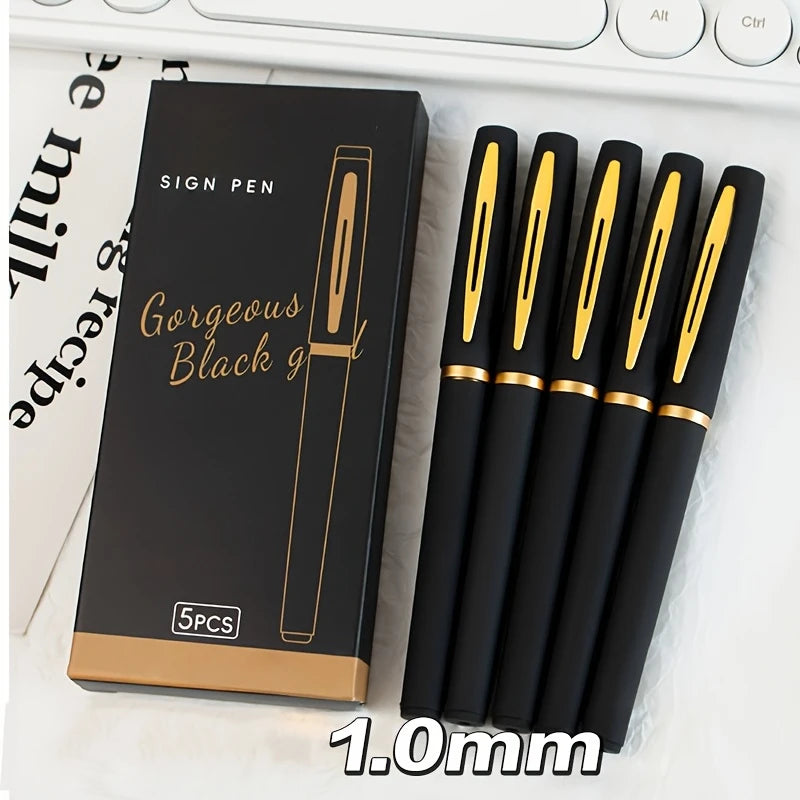 5pcs Large Capacity Gold Metal Pen Clips, 0.5mm/0.7mm/1.0mm, Multiple Specifications, Ink Signature Pens, Office Gel Pens