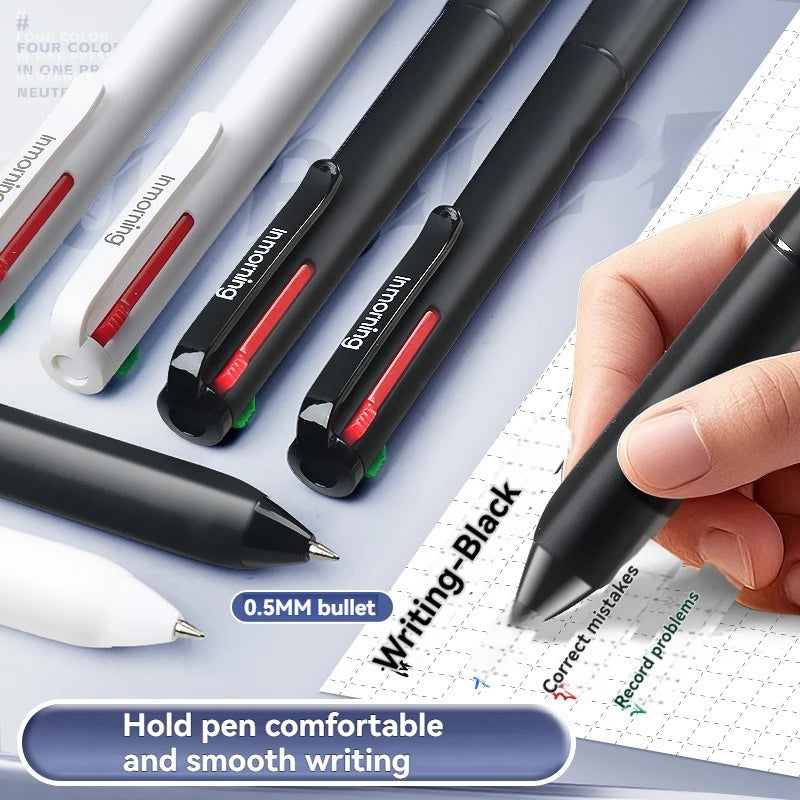 1PC Gel Pen  Neutral Pen, Four-Color Memory Pen, Press Four In One Multifunctional Note Taking Special Color Fountain Pen