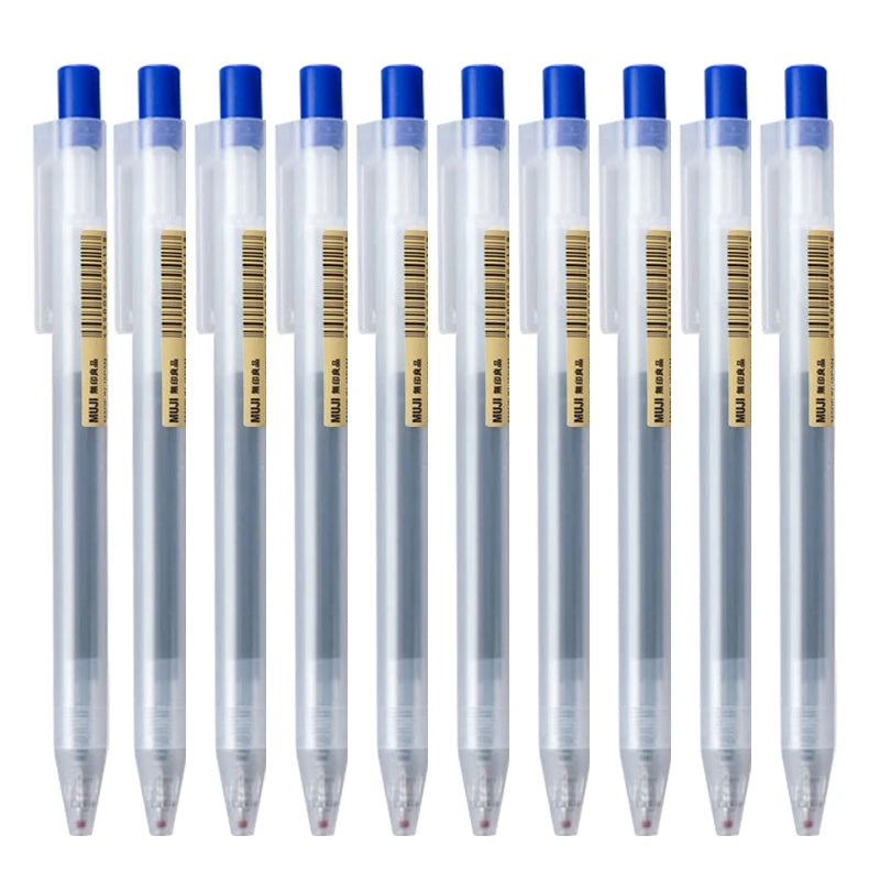 10pcs Press Gel Pen 0.5mm Blue/Black/Dark Blue/red Ink MUJIs Gel Pen set For School Office Student Writing Stationery