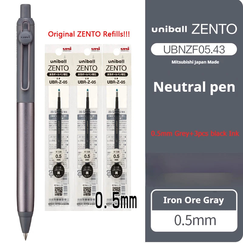 Uni-ball ZENTO Aluminum Grip Metal Pen,0.38/0.5mm Smooth Writing With Original Refills For Academic Exams&Professional Signing
