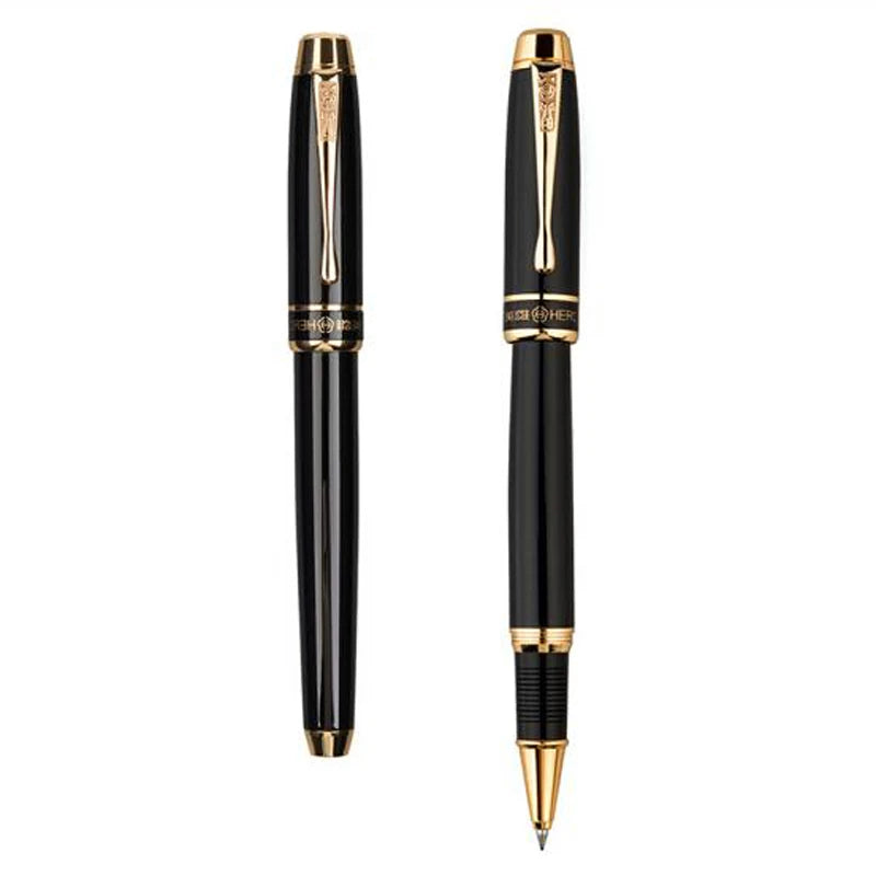 Hero 953 Black Vintage Metal Barrel Roller Ball Pen Gold Trim Refillable Professional Office Stationery Writing