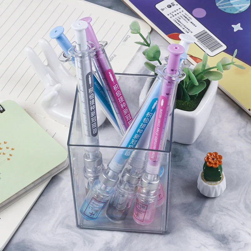 6Pcs Novelty Syringe Peculiar Shape Cute Stationery School Office Stationery Gel Pen