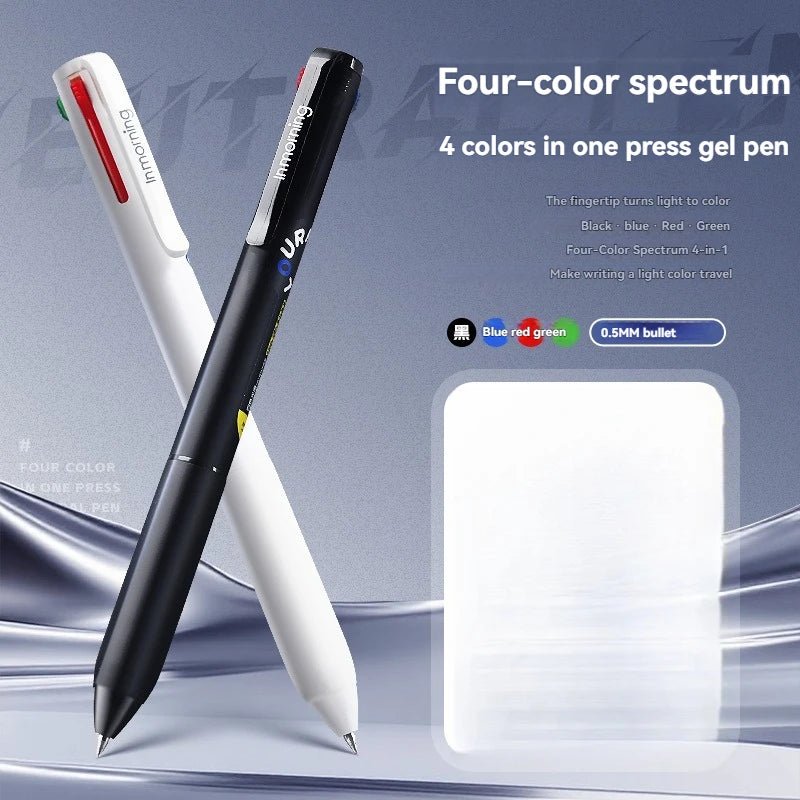 1PC Gel Pen  Neutral Pen, Four-Color Memory Pen, Press Four In One Multifunctional Note Taking Special Color Fountain Pen