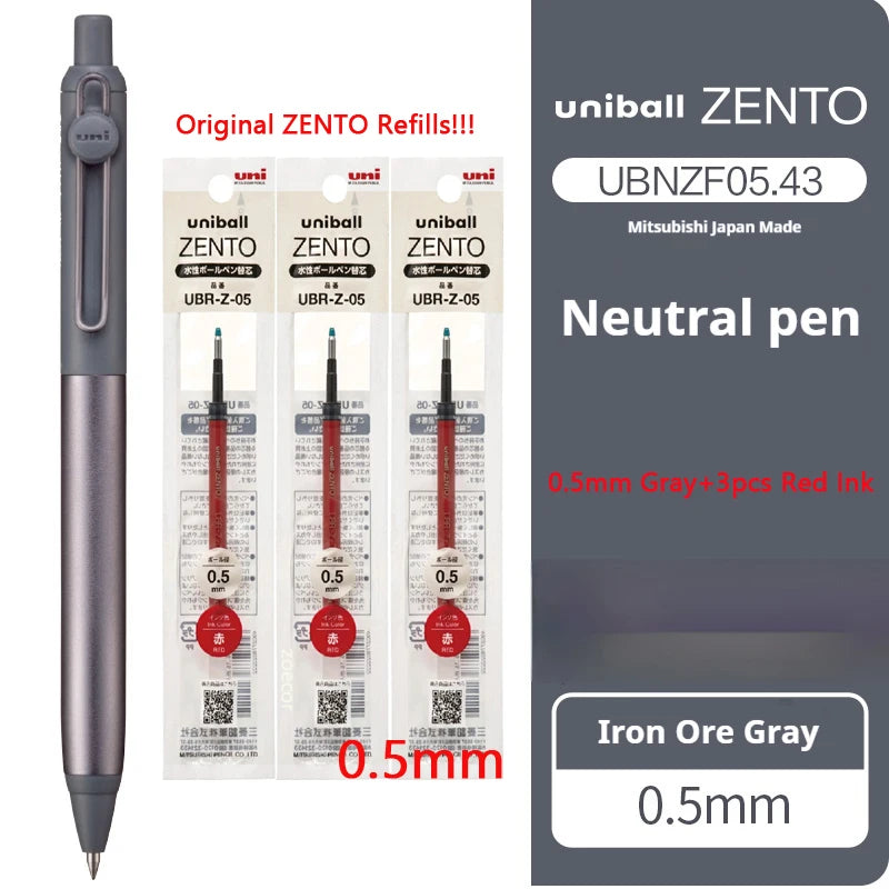 Uni-ball ZENTO Aluminum Grip Metal Pen,0.38/0.5mm Smooth Writing With Original Refills For Academic Exams&Professional Signing