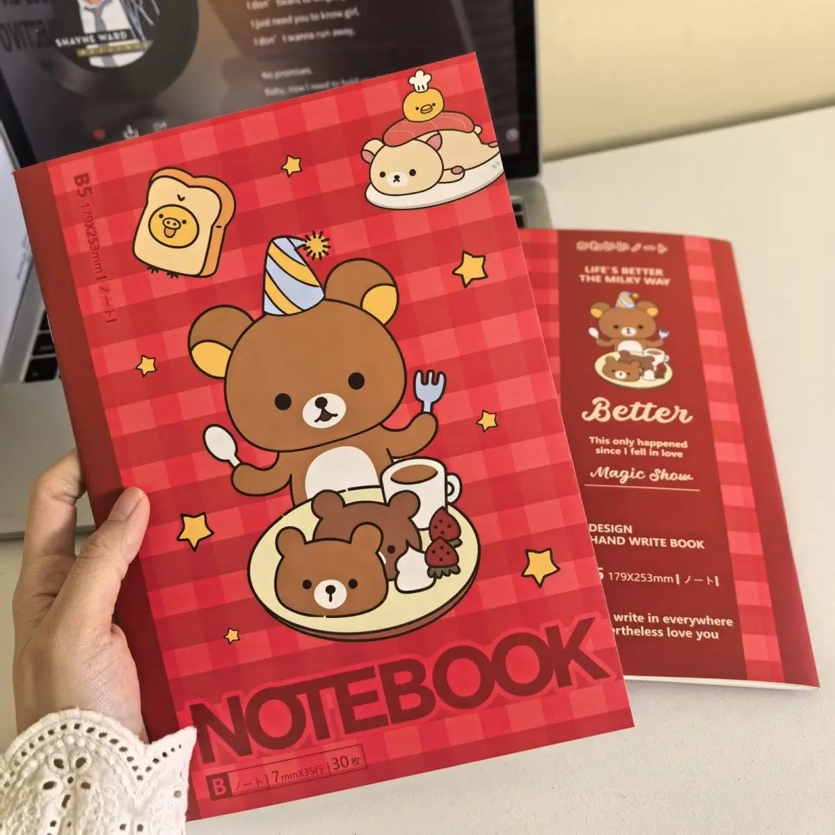 Rilakkuma B5 Notebook Thickened Cute Cartoon Notepad for Student Kawaii Anime Lined Journal School Class Note Taking Stationery