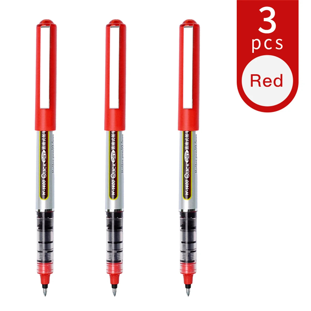 WQN-3/6/12  Roller Ink Pen 0.5mm Quick-Drying Liquid Ink Stick With a Round Blue-Red Black Gel Pen For Writing Notes For Adults