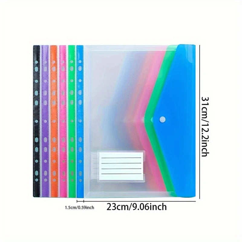 6PCS A4 Binder Pockets File Bags,Expanding Binder,Three-Dimensional File Bags with Record Labels,Suitable for Office,School,Home