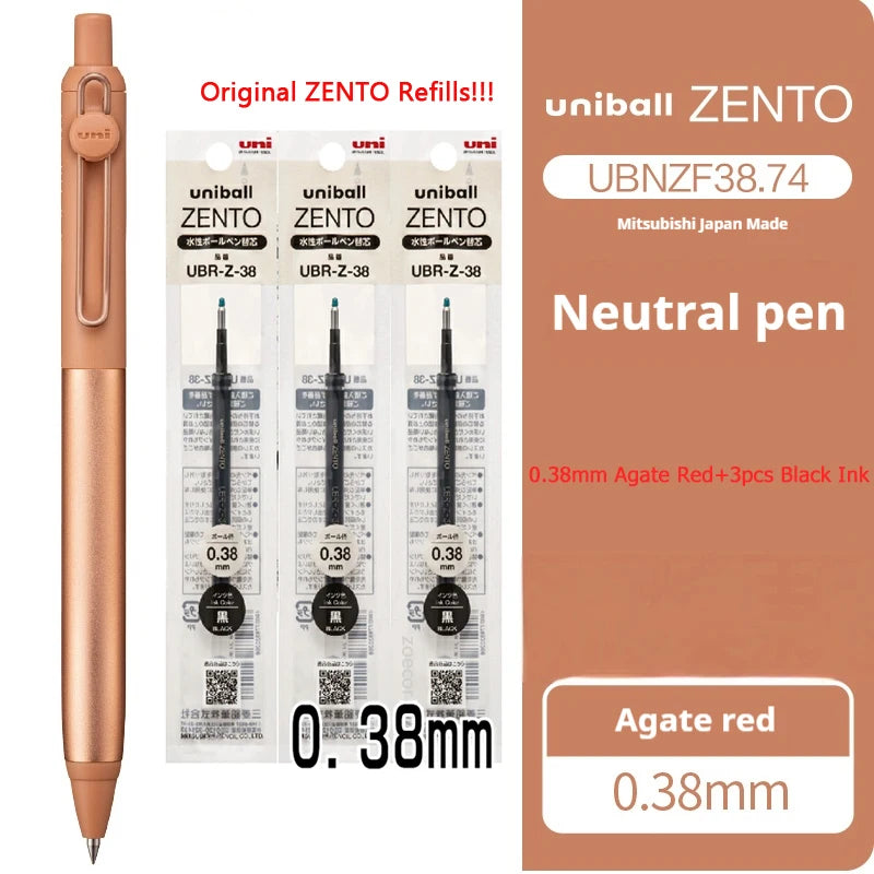 Uni-ball ZENTO Aluminum Grip Metal Pen,0.38/0.5mm Smooth Writing With Original Refills For Academic Exams&Professional Signing