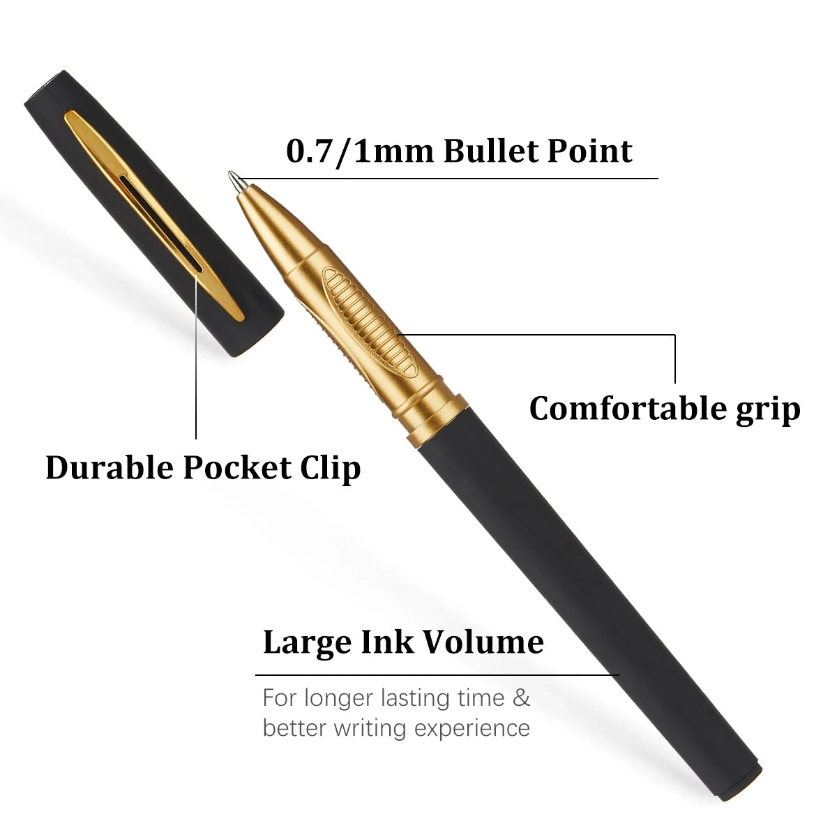 5pcs Large Capacity Gold Metal Pen Clips, 0.5mm/0.7mm/1.0mm, Multiple Specifications, Ink Signature Pens, Office Gel Pens