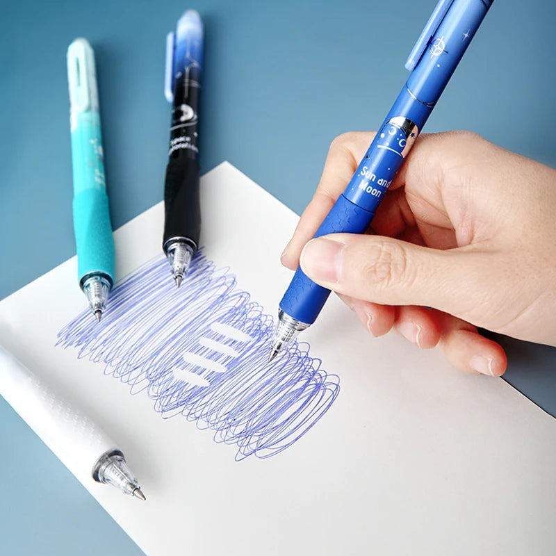 4-pack Thermal Erasable Pens, Cosmic Star Blue Design, Smooth Click Pens, Stylish Student Stationery for Office Writting, Gift