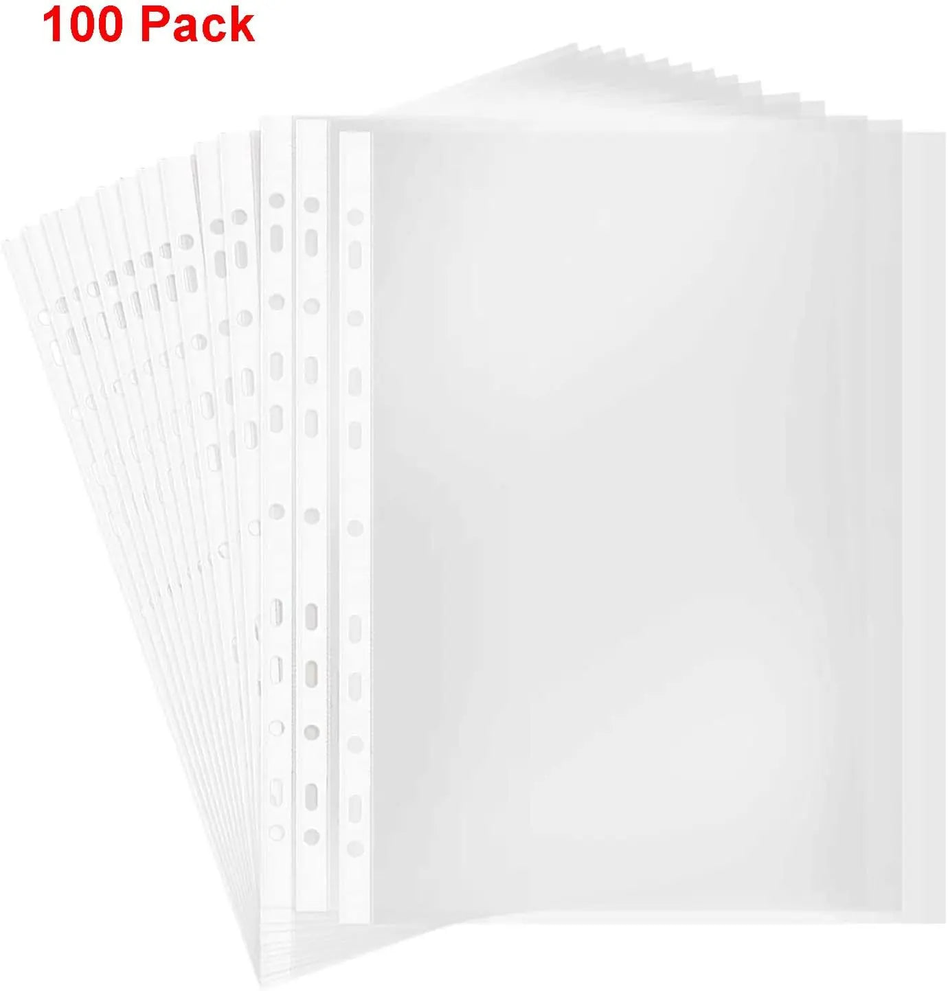 50/100pcs 11 Hole A4 File Pockets Ring Binder File Folder Jackets File Bag for Hole Ring Binder Folder (4C Thickness)