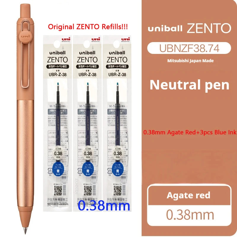 Uni-ball ZENTO Aluminum Grip Metal Pen,0.38/0.5mm Smooth Writing With Original Refills For Academic Exams&Professional Signing