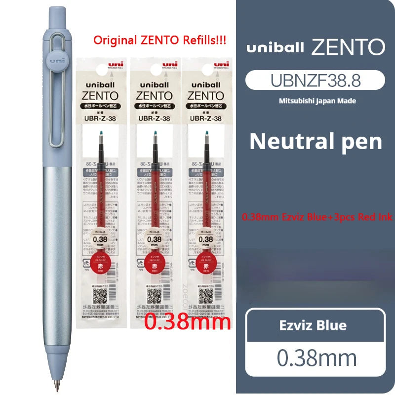 Uni-ball ZENTO Aluminum Grip Metal Pen,0.38/0.5mm Smooth Writing With Original Refills For Academic Exams&Professional Signing