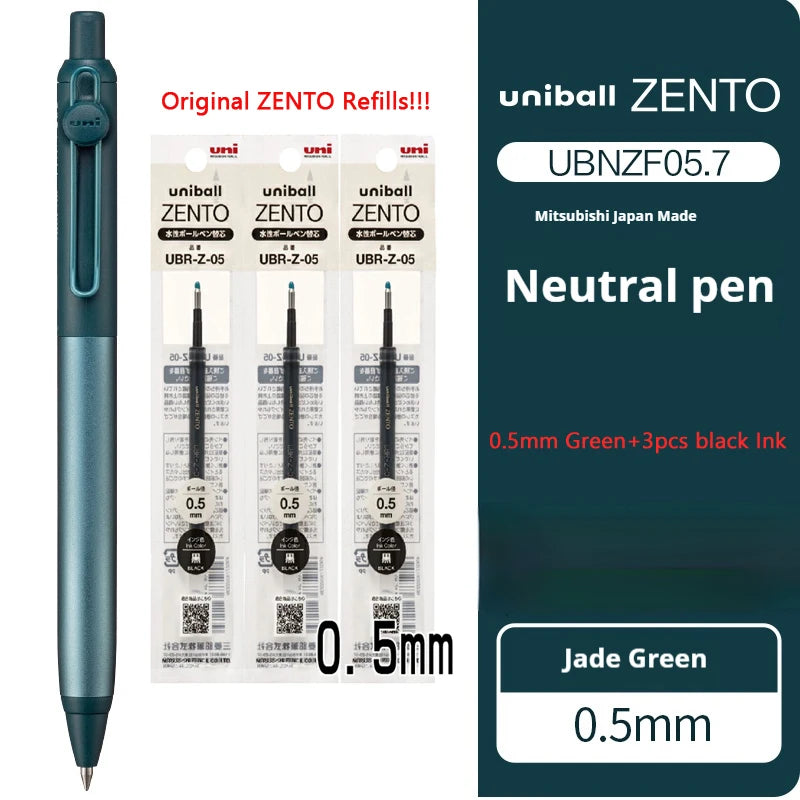 Uni-ball ZENTO Aluminum Grip Metal Pen,0.38/0.5mm Smooth Writing With Original Refills For Academic Exams&Professional Signing