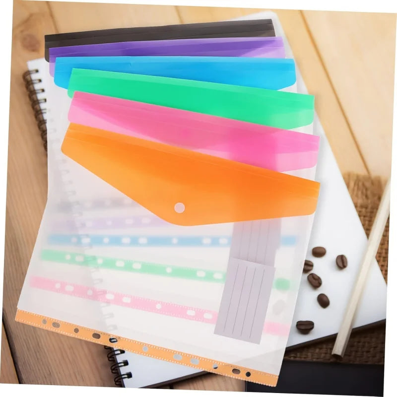 6PCS A4 Binder Pockets File Bags,Expanding Binder,Three-Dimensional File Bags with Record Labels,Suitable for Office,School,Home