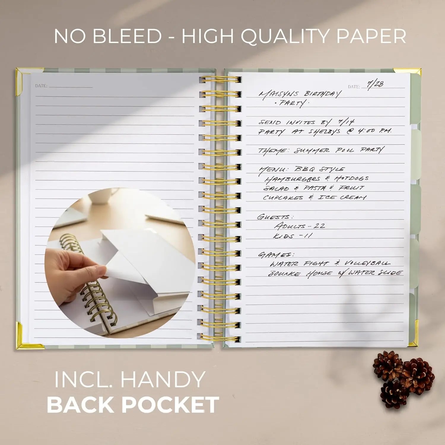 Thick Spiral Notebook with Tabs - B5 Journal for Women, College Ruled, 300 Pages, Dividers for Work or School