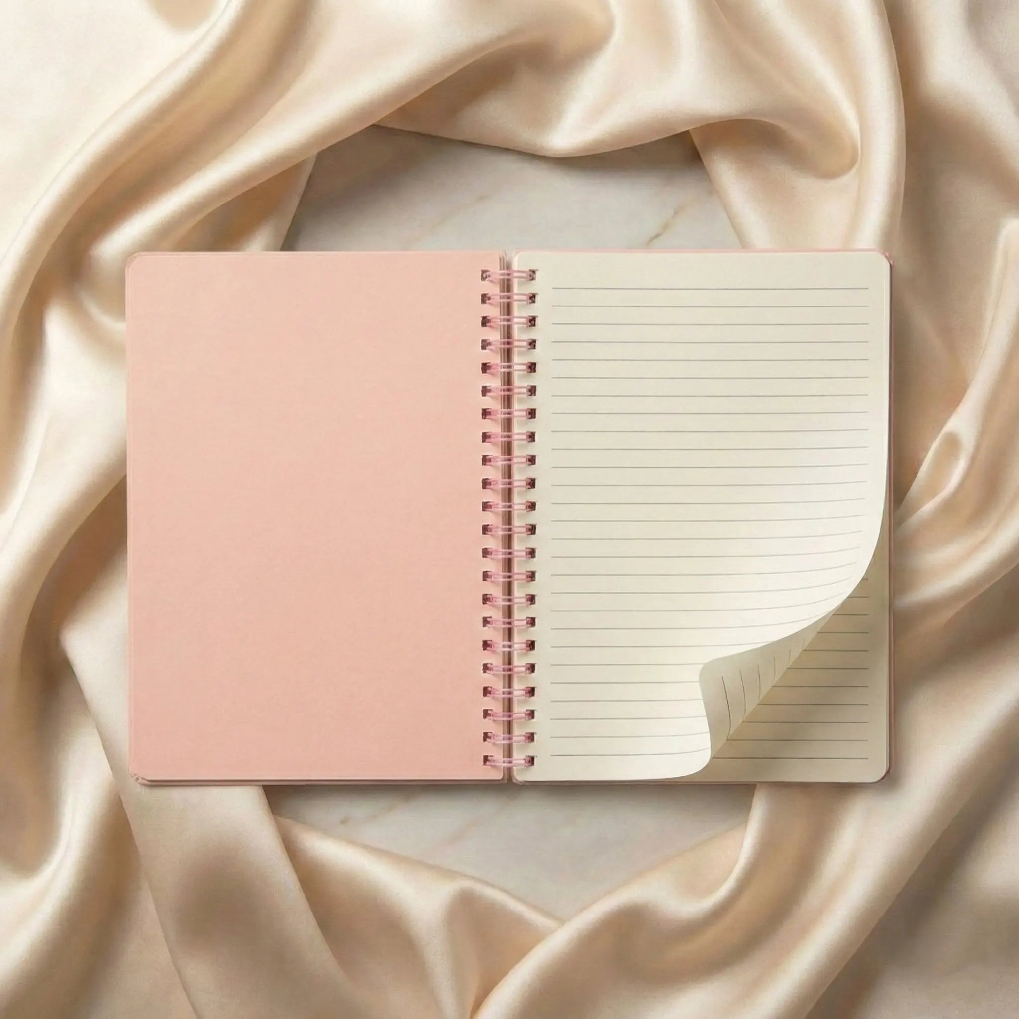 21×14.2cm (8.27×5.59in) Pink Desktop Coil Notebook - Vertical Calendar-Style Standable Design, Lined Thick Paper Inner Pages