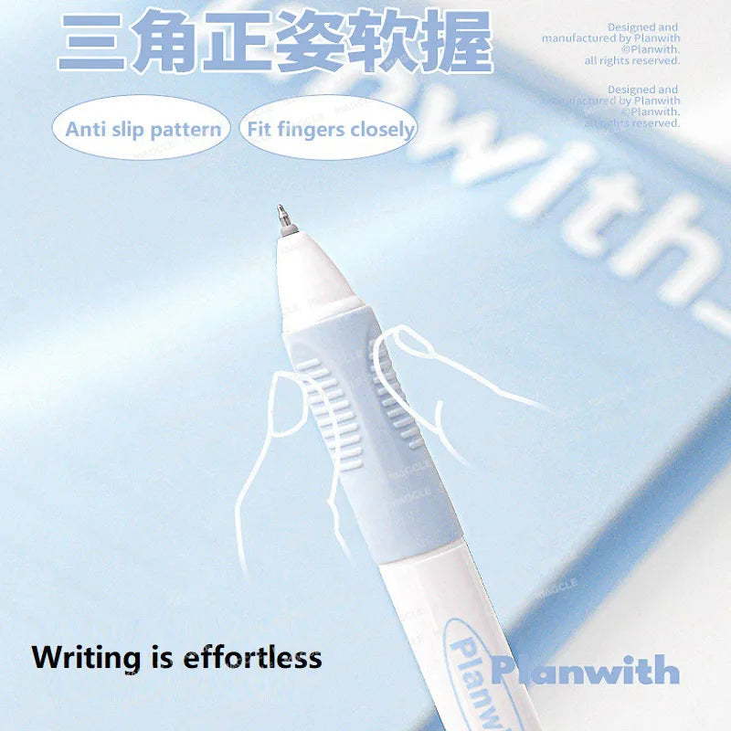 Planwith 3PCS/set Erasable Gel Pen Stationery Student School Acsesories Pen 0.5mm Crystal Blue Ink Side Press Writing Supplies